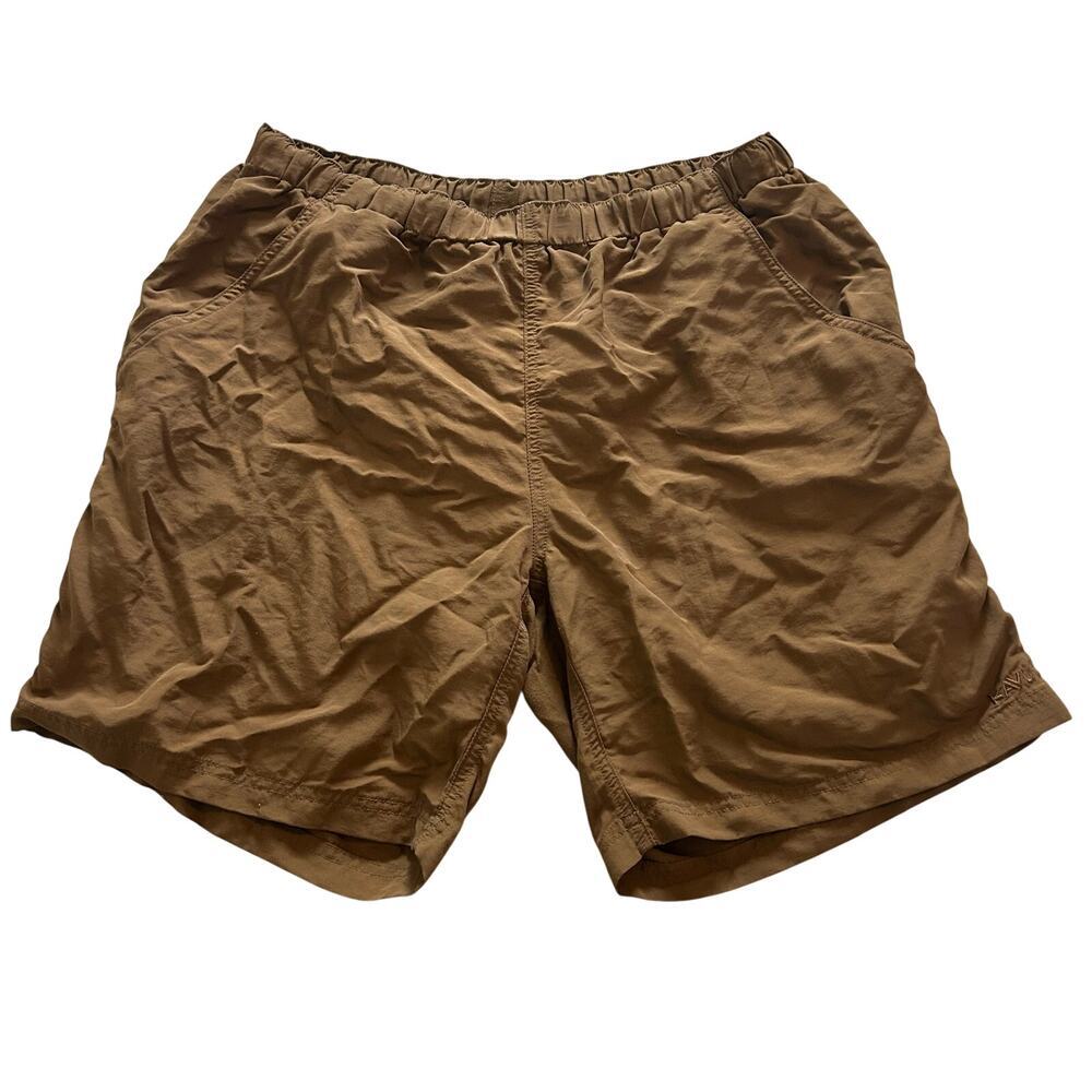 Kavu Mens river Shorts Size Large Brown Brief Lined Elastic Waist Pockets Hybrid